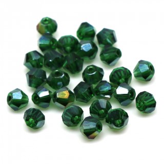 Бусины биконус 4мм, зеленый с переливом